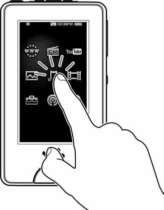 Dijelovi i kontrole (nastavak) Kako koristiti zaslon osjetljiv na dodir Zaslon osjetljiv na dodir možete koristiti za rukovanje uređajem. Dodirnite ikonu, stavku, kontrolnu tipku itd.