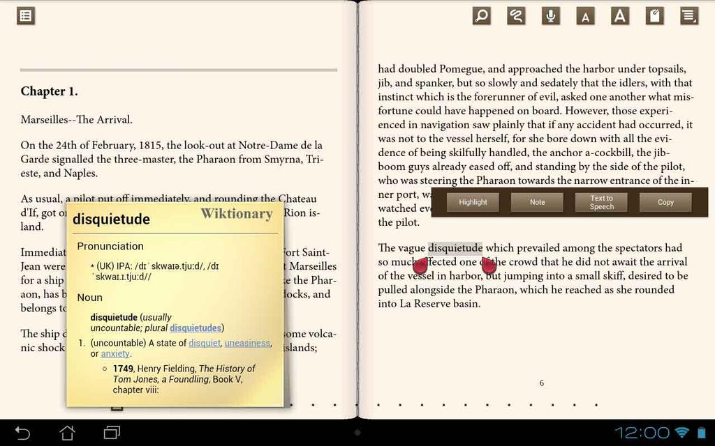 Označavanje na stranicama Označavanje u e-knjizi vam omogućava da pogledate definiciju reči, kopirate reč ili frazu,