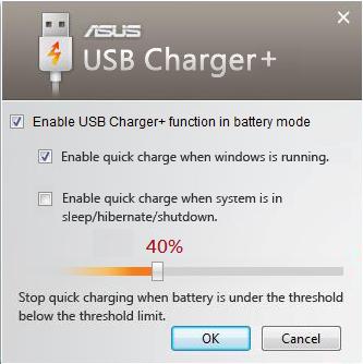 USB punjač + USB punjač + pomoći će vam da napunite USB uređaje koji su kompatibilni s podacima o Punjenje baterije, verzija 1.1 (BC 1.1) kada je prijenosno računalo uključeno ili isključeno.