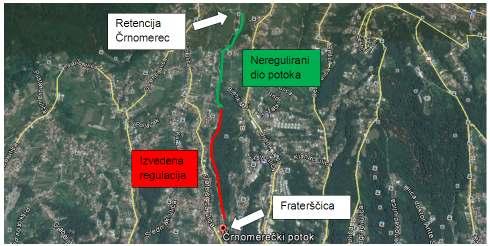 3. PODACI O ZAHVATU I OPIS OBILJEŽJA ZAHVATA Zahvat je regulacija potoka Črnomerec, izgradnja sabirnog kanala, geotehničkih građevina i servisnog puta u zoni potoka od kraja ulice Črnomerečki potok