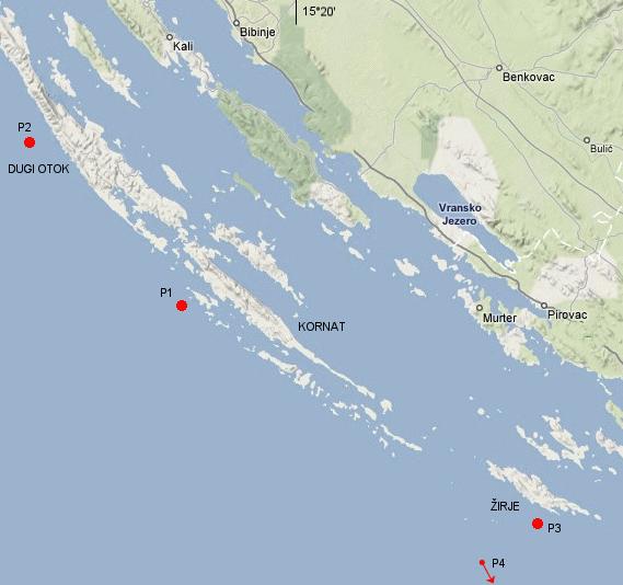 Šibensko područje (Slika 81) P21: Kornati, od Garmenjaka do Mane P22: S od sredine Dugog otoka P23: S od Žirja