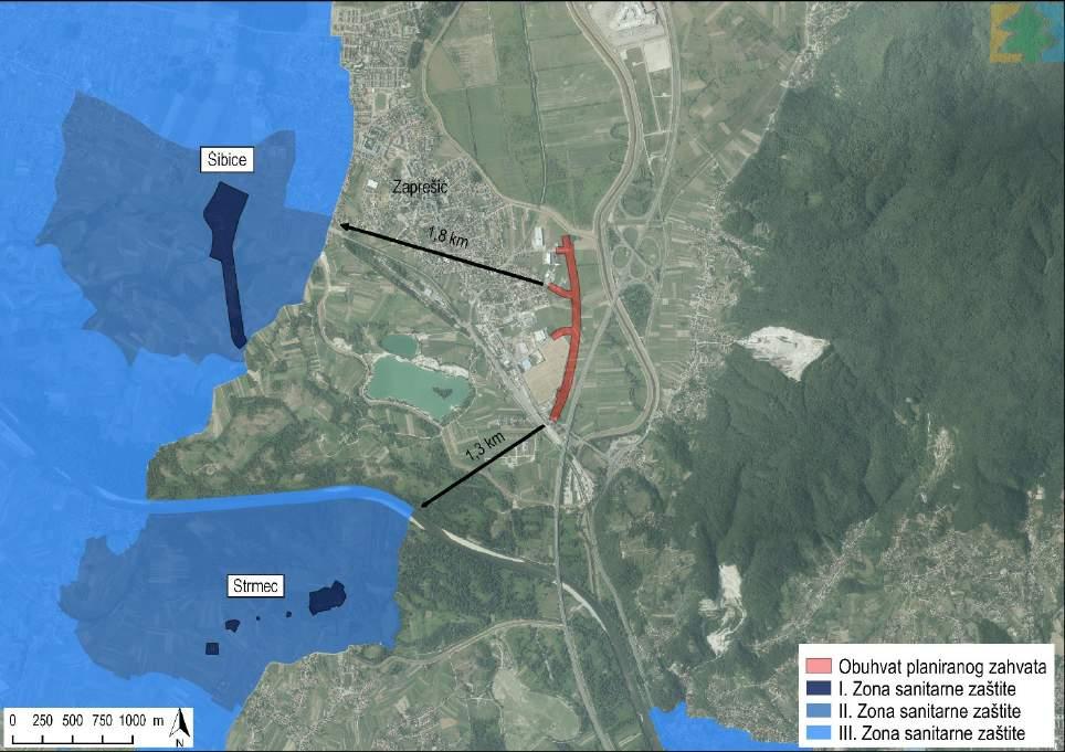 Slika 3.15 Zone sanitarne zaštite izvorišta u okolici planiranog zahvata (Izvor: Hrvatske vode) 3.3.3.2 Opasnost od poplava Prema Planu upravljanja vodnim područjima 2016.-2021.