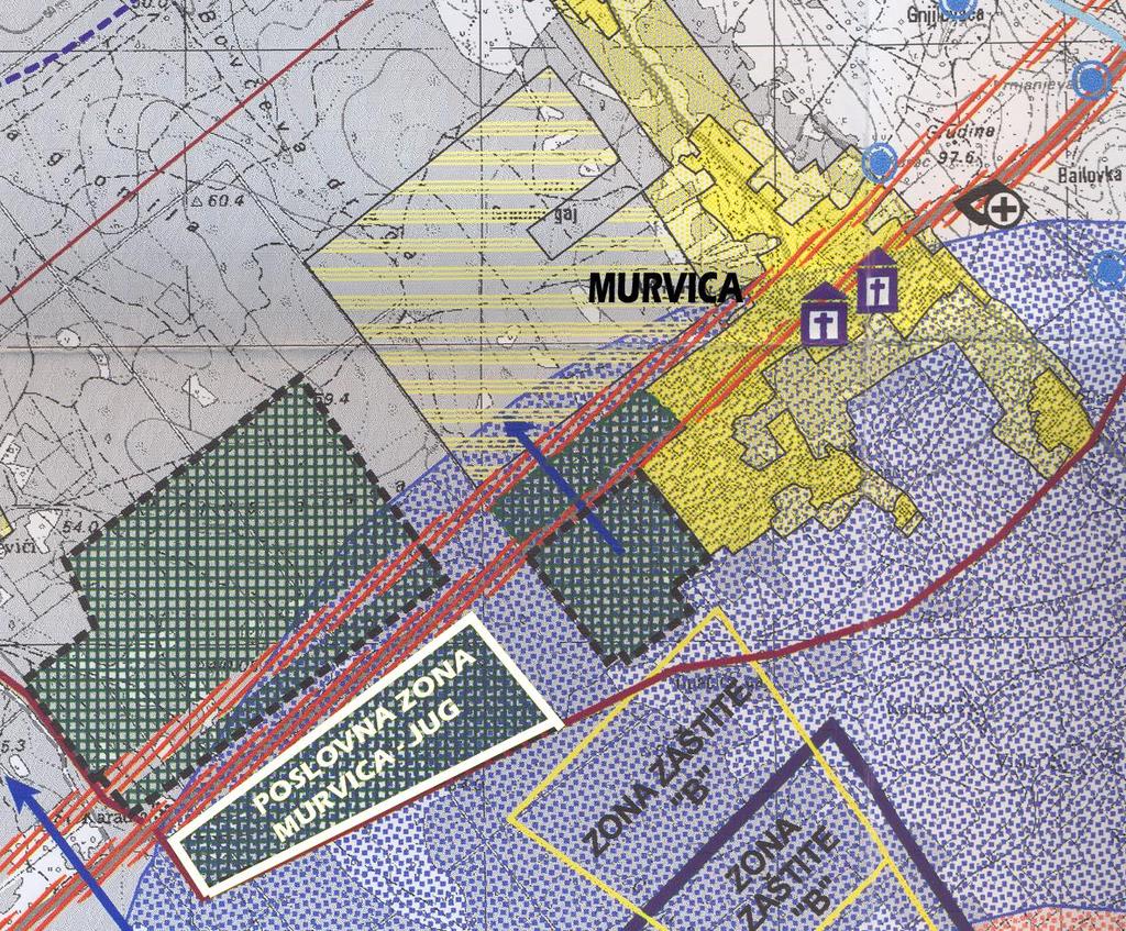 1.1.1. Obilježja izgrađene strukture i ambijentalnih vrijednosti PPUO područje obuhvata Plana Na priloženom isječku iz PPUO vidi se položaj Poslovne zone Murvica jug u odnosu na naselje Murvica.