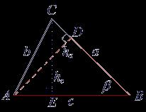 Површина троугла је једнака половини производа странице и висине на њу... Троугао Правоугли троуглови ABD и CBE на слици десно су слични, јер им је исти и B. Према томе је AB:AD = BC:CE, тј.