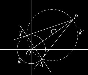 Зато што тачка додира лежи на кружници биће ( ) ( y ) 4, а зато што тачка P(8, ) лежи на тангенти биће (8 )( ) + ( )(y ) = 4.