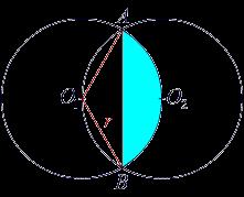 Рјешење: Кругови су једнаких полупречника и r =. На сљедећој слици, центри кругова су O и O а пресјечне тачке кружница су A и B. Троуглови O O A и O O B су једнакостранични.