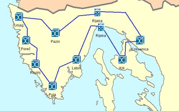 dođe do prekida veze na dionici Vrbovsko Rijeka1, promet de se do Vrbovskog i dalje puštati primarnim linkom, no do Rijeke1 de promet dodi redudantnim linkom preko druge rute te de se aktivirati