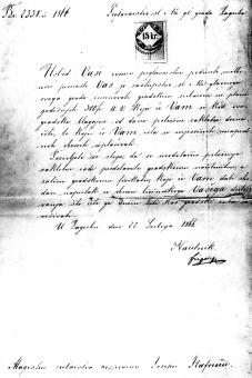 Slika 2. Imenovanje Josipa Hafnera, magistra zubarstva, za gradskoga zubara u Zagrebu, 22. svibnja 1866. g. Figure 2.