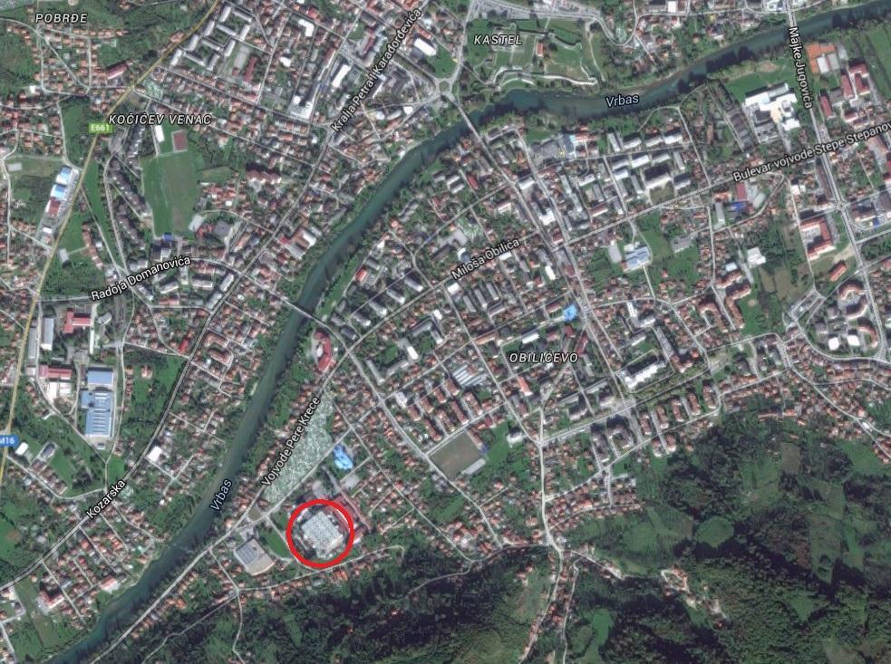 Slika 3.. Lokacija tvornice BEMA u Banja Luci (crveni krug) 3.3. Tehnički opis objekta Proizvodni pogoni tvornice BEMA građeni su u periodu između 970. i 974. godine, da bi 974.