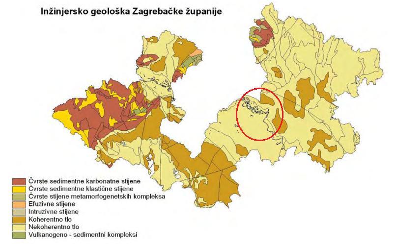 Slika 7. Inţinjersko-geološka karta Zagrebaĉke ţupanije Izvor: www.zagrebacka-zupanija.