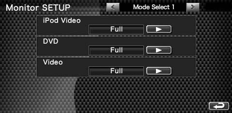 7 Povratak na zaslon "Screen Control". 8 Pomak na zaslon "Mode Select ". 9 Podešavanje kuta monitora. p Sprema trenutni kut zaslona kao kut tijekom isključivanja. q Povratak na zaslon "SETUP Menu".