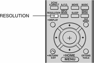 Ostali postupci Konverzija ulaznih analognih video signala Ovaj prijemnik omogućuje konverziju razlučivosti ulaznih analognih video signala. Više puta pritisnite RESOLUTION.