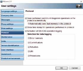 Proširenje postavki protokola Sada se u ESI[tronic] 2.0 protokolima automatski mogu pohraniti svi kodovi grešaka, bez potrebe za pritiskom tipke Save svaki puta.