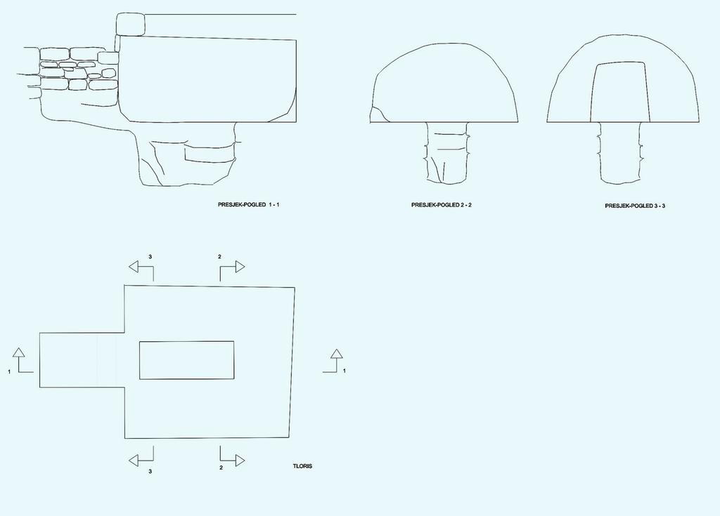 Sl. 9. Tlorisi i presjeci grobnica u nekadašnjem narteksu. Fig. 9. Ground plans and cross sections of the tombs in former narthex.