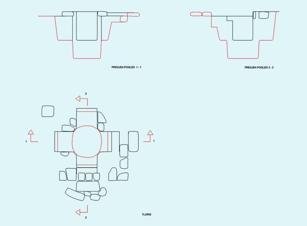 Sl. 6. Tloris krsnog zdenca. Fig. 6. Ground plan of a baptismal font. Katekumenej Katekumenej je smješten u sjeveroistočnom dijelu crkve.