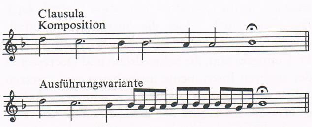Scheck: "Die flöte...", Interpretation, pr.53b Poseban oblik predstavlja Double cadence appuyée (franc. appuyer = podržavati, podupirati; može značiti i svirati na dijafragmi).