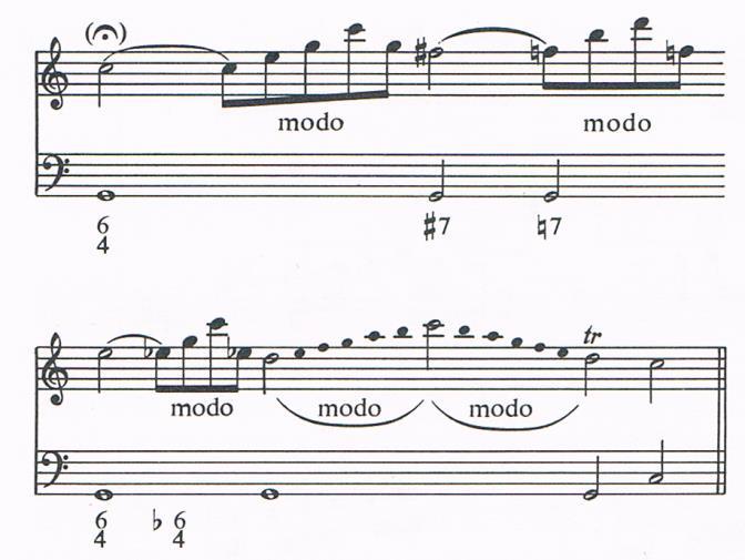 inventivnost nalaze se konačno u ad-libitum kadencama na tonalnoj kvinti (na kvartsekstakordu) koje Tartini naziva cadenze finali fatte ad arbitrio (proizvoljne završne kadence).