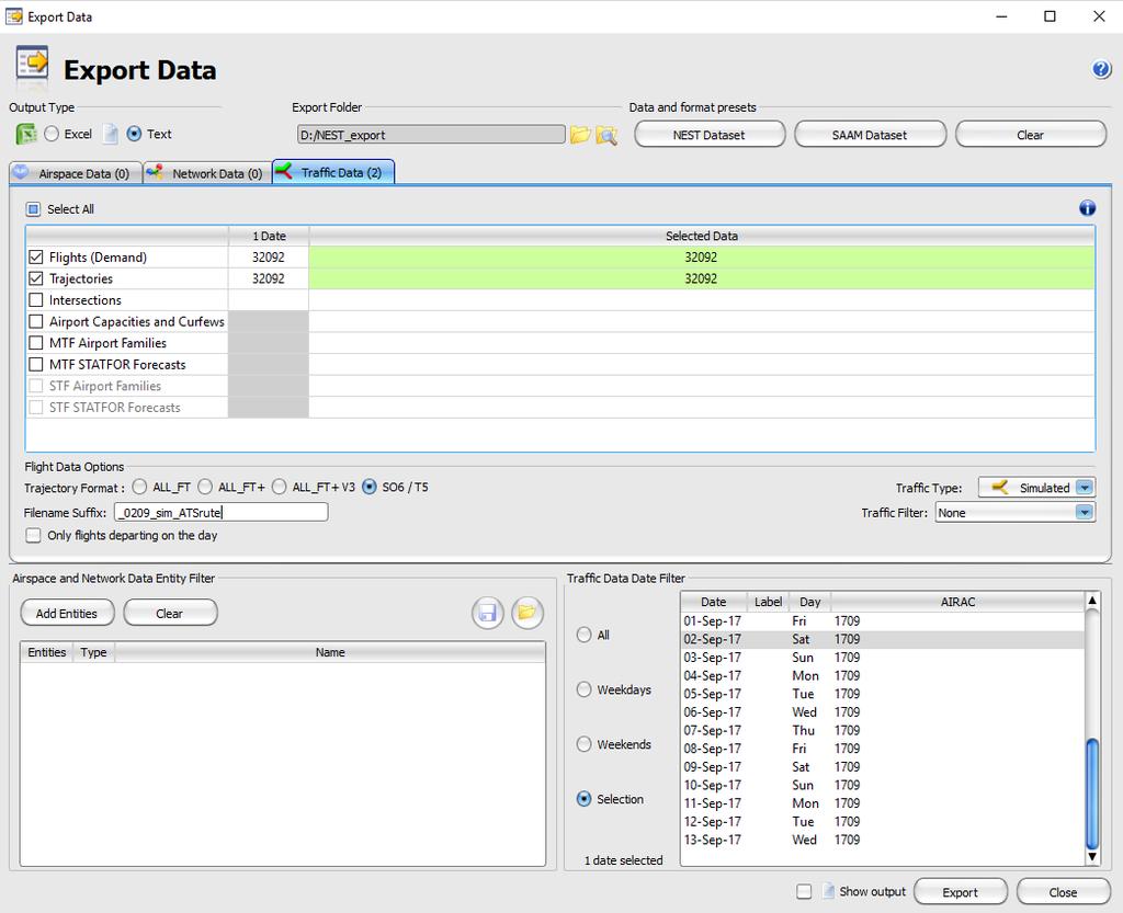 Slika 5. 8. Izvoz podataka za usporedbu 5. 4. Simulacija putanja nakon uvođenja cjelodnevnog prekograničnog FRA Kako se u trenutnom AIRAC-u nalaze podatci za 2017.
