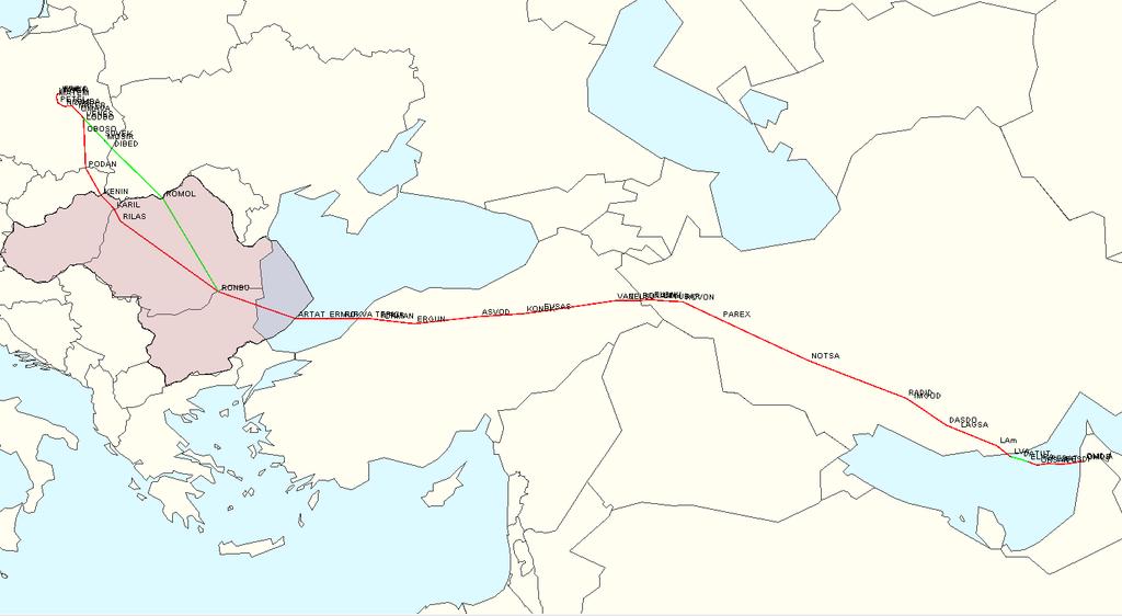 Najviše goriva, i to 453 kg uštedio je let UAE180 iz Varšave u Poljskoj (aerodrom EPWA) u Dubai u Ujedinjenim Arapskim Emiratima (aerodrom OMDB) čije su rute prije (crvenom bojom) i poslije (zelenom