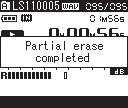Brisanje 3 Osnovni podaci o reprodukciji Ponovno pritisnite gumb ERASE. 5 [Partial Erase Start Position] i [Partial Erase End Position] na zaslonu treperit će naizmjence.