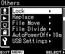 Način postavljanja izbornika Razdjeljivanje datoteka [File Divide] Moguće je razdijeliti PCM datoteke snimljene ovim diktafonom.
