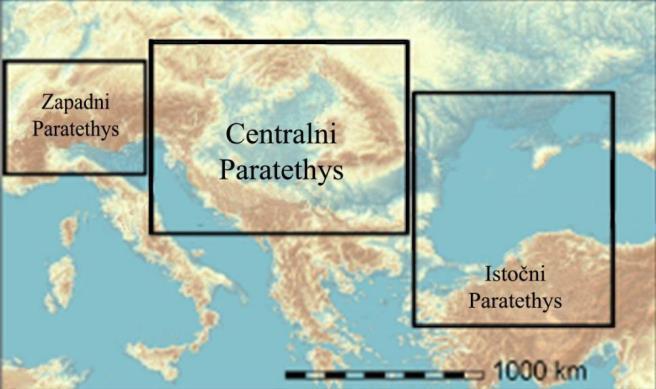 Francuskoj, Švicarskoj, Njemačkoj i Gornjoj Austriji. Centralnom Paratetisu pripadale su istočne Alpe (Karpati), područje od donje Austrije do Moldavije te Panonski bazenski sustav (PBS).