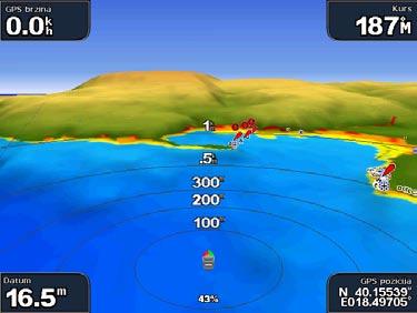 Korištenjakarata Postavke karte Mariner s Eye 3D Za pristup dodatnim postavkama ili mogućnostima sa zaslona Mariner s Eye 3D, pritisnite IZBORNIK.