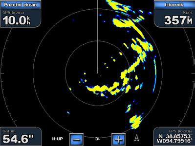 Korištenje radara Upoznavanje sa zaslonom Krstarenje Koristite zaslon Krstarenje za prikaz slike prikupljenih radarskih informacija preko cijelog zaslona.