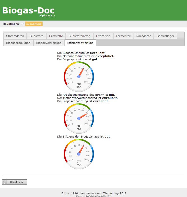 de) postoji i korisničko okruženje za on-line primenu razvijenih metoda. BiogasDoc sastoji se iz tri modula, a implementacija metoda omogućena je korišćenjem programskog koda na zasebnom serveru.