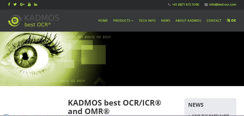 Slika 36: Izgled dijela početne stranice Kadmos best OCR (Izvor: https://www.best-ocr.com/products/kadmos-best-ocr-icrand-omr.