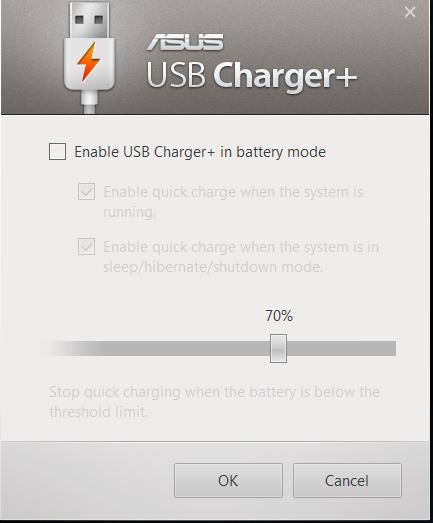 2. Označite Omogući USB Charger+ u režimu rada na bateriju. 3.