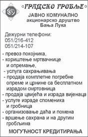 GLAS SRPSKE 19. i 20. decembar 2015. 27 Dana 21.12.2015. godine navr{ava se pet godina od smrti na{e drage supruge, majke i bake Dana 20.12.2015. godine navr{ava se godina dana otkako je preminula na{a draga Tu`nim srcem javqamo rodbini, prijateqima i kom{ijama da je dana 17.