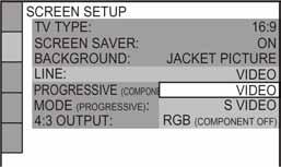 8 Pritisnite ENTER. Na zaslonu se pojavi izbornik za odabir vrste izlaznog video signala iz priključka LINE (RGB)-TV.