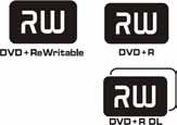 Diskovi koje je moguće reproducirati Format diska Komercijalni DVD DVD-RW/-R DVD+RW/+R/ +R DL VIDEO CD/ Glazbeni CD CD-RW/-R "DVD+RW", "DVD-RW", "DVD+R", "DVD+R DL", "DVD-R", "DVD VIDEO" i logotip