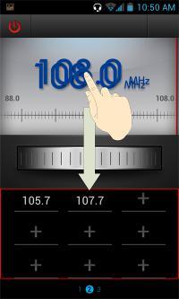 SAVJET: Dodirnite tipku Izbornik > Zvučnik za slušanje radijskih programa preko zvučnika. Dodavanje radijske postaje u Omiljene 1. Dodirnite na glavnom zaslonu i odaberite FM Radio. 2.