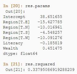 7 Res objekt ima mnogo korisnih svojstava. Na primjer, možemo izdvojiti procjene parametara i r-kvadratnu vrijednost. 7.