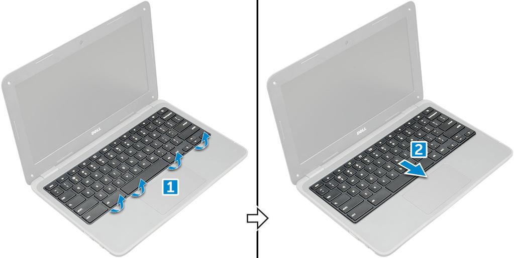 Postavljanje tastature 1 Poravnajte okvir tastature sa držačima