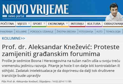 Inicijativa objavljena u Sedmičniku Novo vrijeme http://novovrijeme.