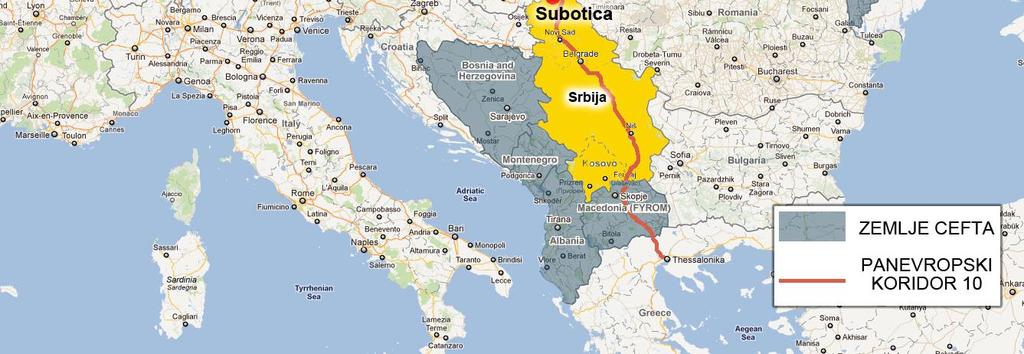 1 POLOŽAJ Grad Subotica se nalazi na krajnjem severu Republike Srbije i Autonomne Pokrajine Vojvodine, uz granicu sa Republikom Mađarskom, na 46º05 55 severne geografske širine i 19º39 47 istočne