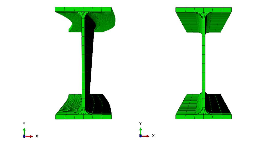 Otpornost toplo valjanog profila na savijanje Na slici 6.14. prikazan je izgled nosača sa i bez nesavršenosti. Slika 6.14. Prikaz modela sa i bez nesavršenosti Provedbom modificirane Riksove metode analize dobivena je otpornost elementa na savijanje.
