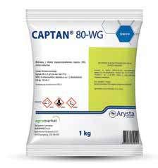 CAPTAN 80 WG CORMAX AKTIVNA MATERIJA: Kaptan 800 g/kg FORMULACIJA: WG - vododisperzibilne granule AKTIVNA MATERIJA: Ciprodinil 750 g/kg FORMULACIJA: WG - vododisperzibilne granule DELOVANJE: aktivna