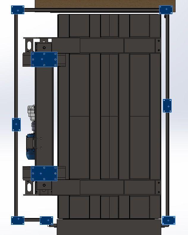 Slika 8- Pogled odozdo na model platforme. Prema slici 8- vidljive su sve površine koje se moraju pričvrstiti za temeljnu površinu.
