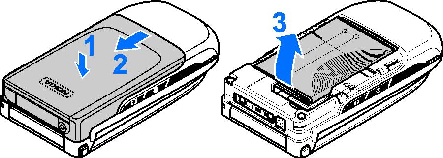 1. Poènite Instalirajte SIM karticu i bateriju Pre vaðenja baterije uvek iskljuèite ureðaj i iskopèajte punjaè. Dr¾ite sve SIM kartice van dohvata dece.
