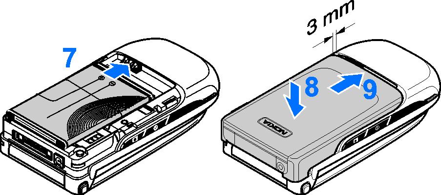 Vratite bateriju (7). Ugurajte zadnju masku u njeno le¾i¹te (8, 9). Ubacite microsd karticu Dr¾ite sve microsd memorijske kartice van dohvata dece. 1. Skinite zadnju masku telefona. 2.