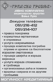 godini `ivota preminula na{a draga GROZDA REGODI] Sahrana }e se obaviti 18.3.2015. godine u 13 ~asova na porodi~nom grobqu Regodi}i-Lusi}i.