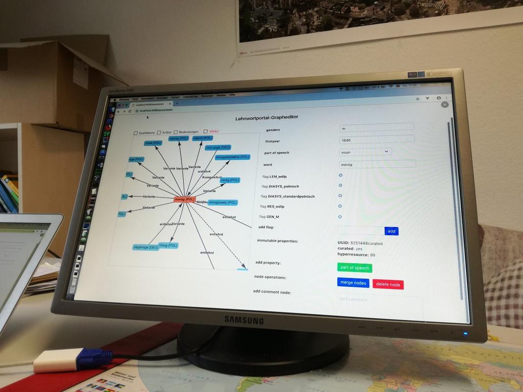 Demoinačica sučelja za uređivanje grafikona koji prikazuje veze među posuđenicama i informacije o njima grammis grammis je baza za gramatičke pojmove ( https://grammis.ids-mannheim.de/ ).