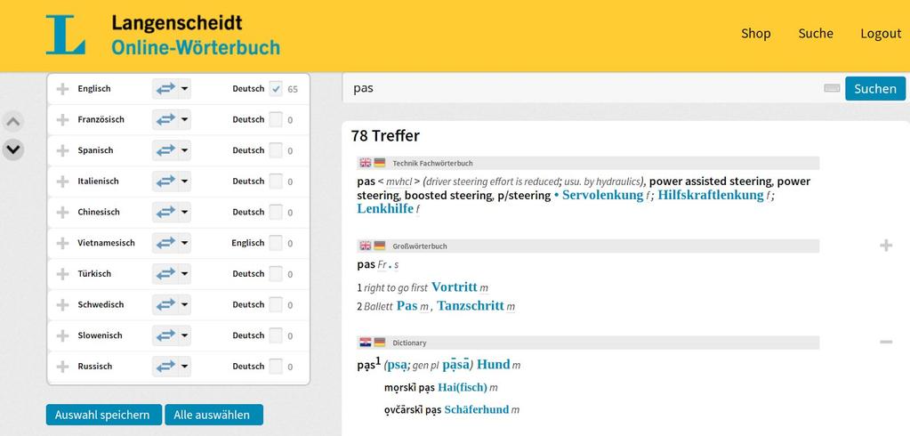 Jedna od zanimljivijih vanjskih poveznica je Langenscheidt Online-Wörterbuch: https://woerterbuch.langenscheidt.de/ssc/search.html.