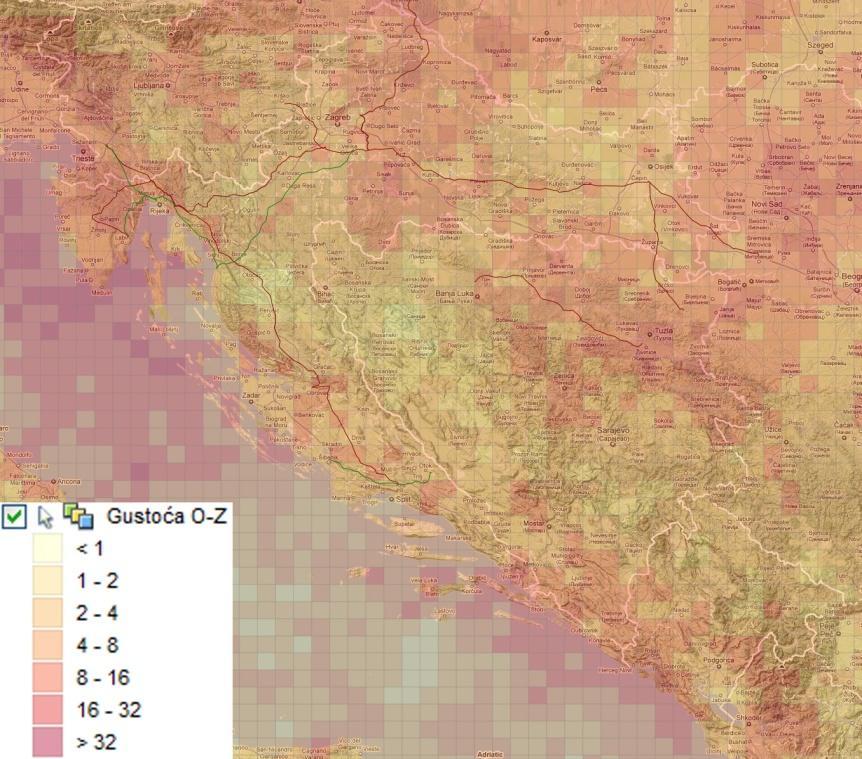 Statističke karte i karte gustoće atmosferskih pražnjenja Statistike po tipu i polu: Broj grmljavinskih dana