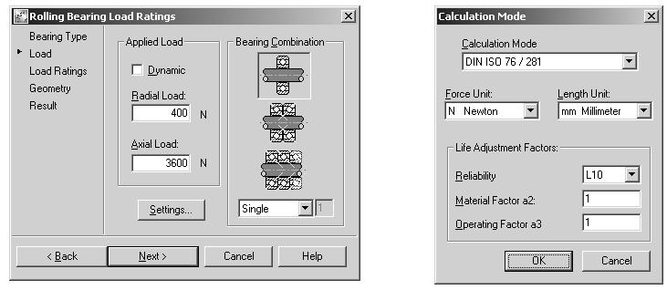 Slika 1. Dijalog Rolling Bearing Type Figure 1. Dialogue box Rolling Bearing Type U dijalogu Rolling Bearing Load Ratings (sl.