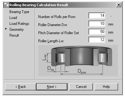 Load Rating Co. Polje Dynamic Load Rating C može se popuniti, ako se u prethodnom dijalogu izabere opcija Dynamic. 2. Usvajanje dimenzije ležaja.